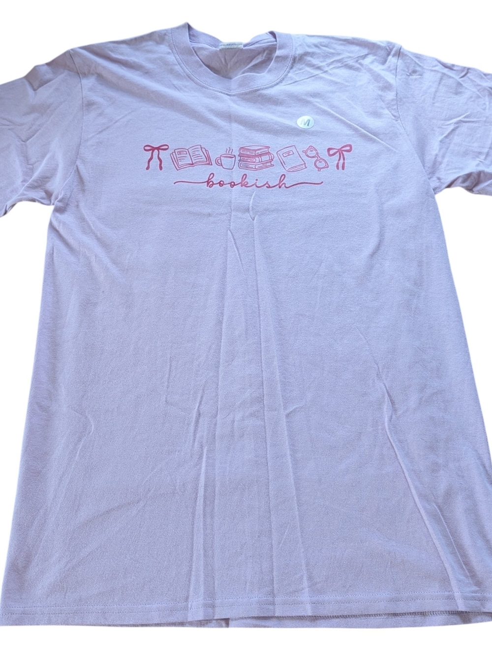 Bookish Graphic Tee in Lavender with Pink Print